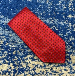 Corbata de seda geométrica roja azul verde amarillo colección ejecutiva Tom James EE. UU. - Imagen 1 de 5