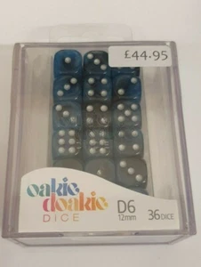 Oakie Doakie DICE - Glow In The Dark, Deep Ocean (36 D6 Dice, 12mm) - Picture 1 of 3