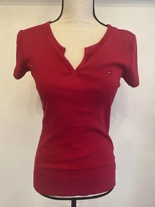 Tommy Hilfiger Damen T-Shirt Fushia Pink Kurzarm V-Ausschnitt Größe: SP - Bild 1 von 8