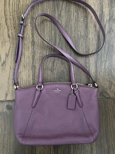 Coach Small Kelsey Satchel Pebbled Leather Mauve 36675 Purse Bag SILVER HWAR - Picture 1 of 12