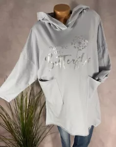 Sweatshirt HOODIE Kapuze Italy Metallic Print GRAU 40 42 44 - Bild 1 von 6