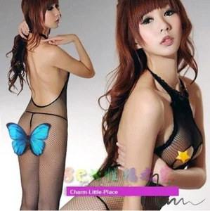 Sexy Netz ouvert Neckholder offene Brust Brust Brust Nippel Bodystocking Nacht Fetischkleidung - Bild 1 von 7