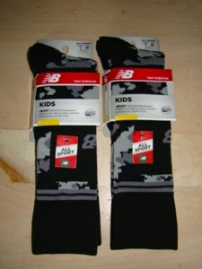 2 pair New Balance Kids Socks - Child Size M 9.5 - 3 - Black & Gray Camo - NWT - Picture 1 of 6