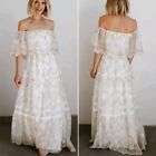 NWOT Baltic Born Womens Small Aurora Off Shoulder Embroidered Floral Cream dress