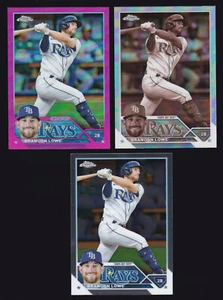 2023 Topps Chrome #208 Brandon Lowe Lot Base, Pink & Sepia Refractor (3 Karten) - Bild 1 von 7