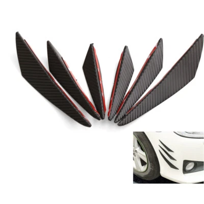 Carbon Fiber Long-lasting Car Front Bumper Lip Splitter Fins Body Spoiler Canard - Image 1 of 4