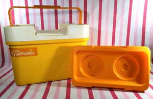 Groovy 1970er L’il SunPacker gelb & orange 6-1/2 QT King Seely Thermoskanne Kühlbox - Bild 1 von 18