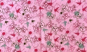 Halloween Pink Skulls Cotton Sewing Fabric Robert Kaufman “Bad To The” 2 Yards - Picture 1 of 2