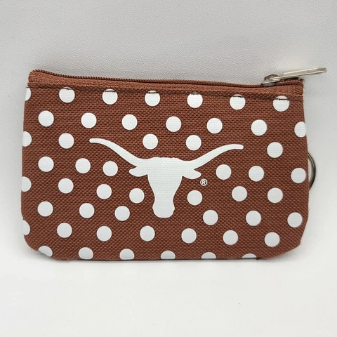 ⭐️ UT University of Texas Longhorns Zippered Coin Purse ID Pouch Keyring Cover