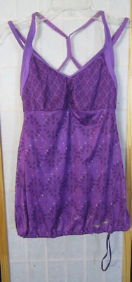 Moving Comfort Purple Floral Tie Hem Strappy Racerback Tank Top Women's Size S - Image 1 of 4