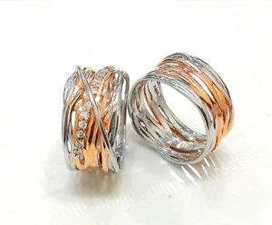ANELLO A FILO INTRECCIATO FASCIA LARGA IN ARGENTO 925 DONNA - Foto 1 di 1