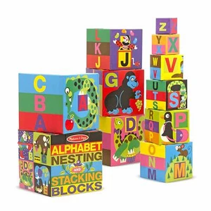 Stacking Cardboard Blocks Alphabet Nesting Different Sizes Durable Easy Storage - Picture 1 of 8