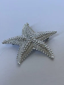 Vintage Brosche silberfarben strukturiert Seestern - Bild 1 von 4