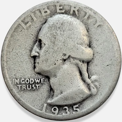 1935-S Washington Quarter 25C $9 Melt! * Original Surfaces! 1935S #11 - Image 1 of 2