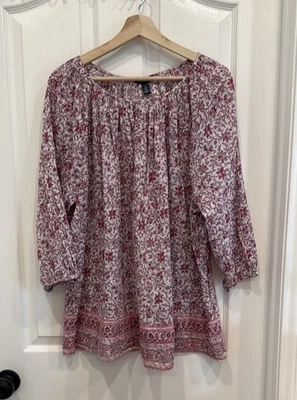 Blusa Chaps Paisley Campesina Algodón Talla 2x Usada  Foto 1 de 4