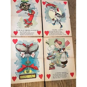 Antiguo vinagre vintage San Valentín lote de 4 centavos terrible - Imagen 1 de 5