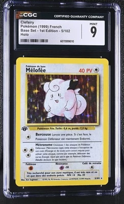 CGC 9 MINT Clefairy 1999 Base Set 1st Edition 5/102 Holo FRENCH Pokemon Card - Image 1 of 2