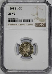 1898-S Barber 10c Silver Dime NGC XF 40 - Picture 1 of 4