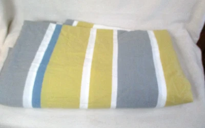 West Elm Full/Queen Duvet Cover Button Closure Cotton Yellow Blue Gray Stripe - Image 1 of 4