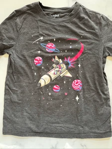 Cat & Jack outer space astronaut boys M 8 grey short sleeve t-shirt casual graph - Picture 1 of 5