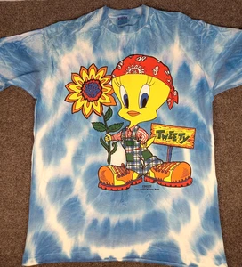 Tweety Vintage Hemd Herren XL Batik Sonnenblume Warner Bros Cartoon 1994 - Bild 1 von 11
