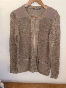charles vogele Women Sweater Vest Full Zip Brown/grey Size S - Picture 1 of 5