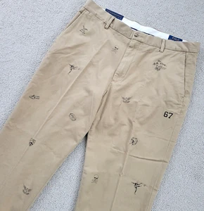 Polo Ralph Lauren Mens All Over Football Logo Chino Pants Tan/ Khaki 36x30 - Picture 1 of 14
