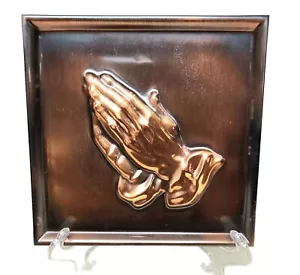 Vintage Copper Praying Hands Wall Hanging Made in Massachusetts USA - Picture 1 of 8