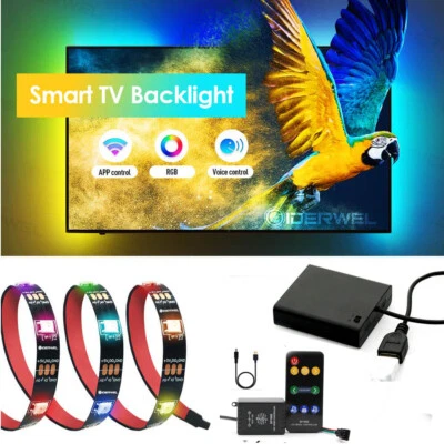 5V WS2812B Music USB/4AA battery LED Strip light 5050 Sound Activated RGB Pixels - Image 1 of 4