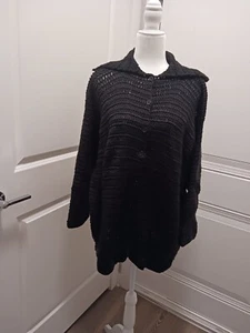 hand made wool crochet jacket for women’s, Black Large Size - Picture 1 of 1