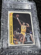🐸1986-87 fleer basketball Kareem Abdul Jabbar Sticker PSA 7🐸