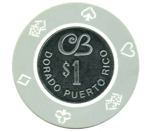 $1 CERROMAR BEACH CASINO CB GW COIN Chip DORADO Puerto Rico BJ token ficha poker - Picture 1 of 3