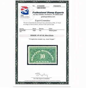 EXCELLENT GENUINE SCOTT #QE1 MINT PRISTINE OG NH PSE CERT GRADED VF-XF 85 - Picture 1 of 3