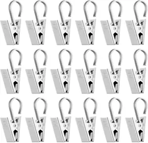 24 X Vorhang Clips Gardinen Metall Klammern Haken Vorhänge Lichterketten - Bild 1 von 8