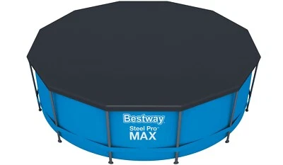 USED Bestway Steel Pro Frame Pool Cover 10ft 12ft ROUND SWIMMING POOL PADDLING - Image 1 of 4