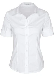 Women’s Button Down Shirt Tailored Short Sleeve Shirt White, Size Small - Picture 1 of 7