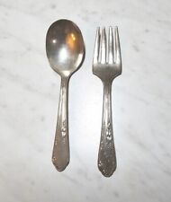 Vintage Wm A Rogers Onieda Ltd, Child Fork And Spoon Set, Silver Plated