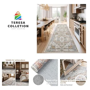 Alfombra Corredor Tribal 3x10 para Pasillo - Cocina Lavable a Máquina Vintage Floral... - Imagen 1 de 8