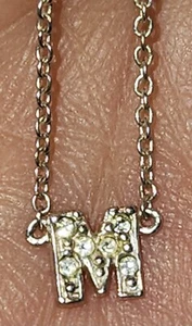 STERLING SILVER MINI INITIAL M ROLO CHAIN NECKLACE 16" - Picture 1 of 8