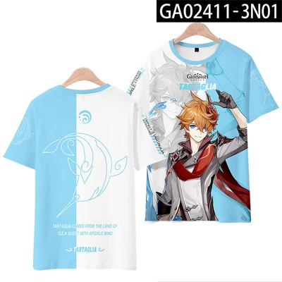 Camiseta con disfraces Anime Genshin Impact Tataliya Otaku Harajuku manga corta regalo Foto 1 de 4