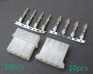 10 Pair DIY PC Power Connector 4 Pin White Male Female Molex Mod Crimp Plug Pins - Picture 1 of 5