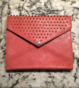 NWOT Rare Rebecca Minkoff Hot Pink Studded Leather iPad Case - Picture 1 of 5