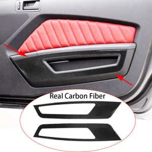 2pc Soft Carbon Fiber Front Door Panel Decorative Cover For Ford Mustang 2009-13 - Picture 1 of 8