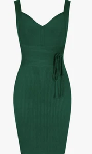 Green bodycon bandage dress size large strappy belt detail  - Picture 1 of 5