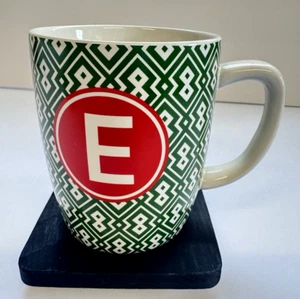Target Stoneware 12 oz Letter E Monogram Mug Colors Green and Red - Picture 1 of 6