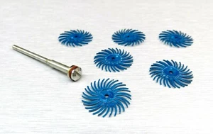 3M RADIAL BRISTLE DISCS BRUSHES BLUE 400 GRIT 3/4" Pack of 6 and SCREW MANDREL - Picture 1 of 8