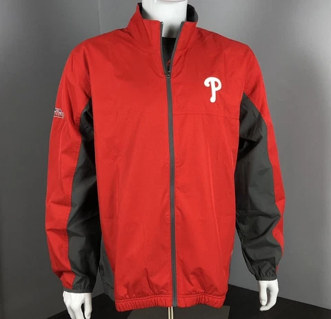 Philadelphia Phillies Red/Gray Full-Zip Jacket/Rain Coat/Windbreaker Cover