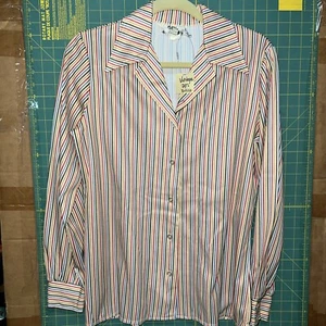 Camicia vintage anni 70 collo grande stampa groovy poliestere con bottoni - Foto 1 di 3