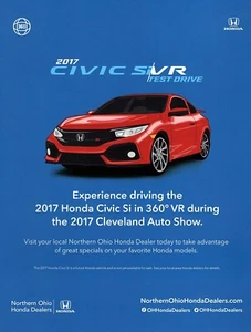 Honda Civic Si 2017 anuncio impreso en color original - Imagen 1 de 1