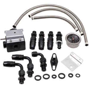 6AN Adjustable Fuel Pressure Regulator Kit 0-100PSI 300-800 hp Black New - Picture 1 of 12